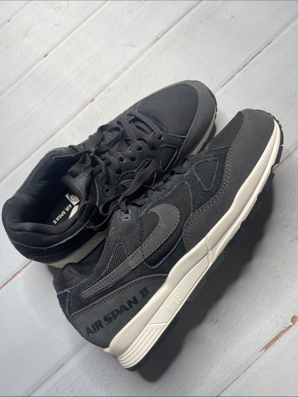 Nike Air Span 2 Men’s 9.5 Black Gray Sneakers Shoes New